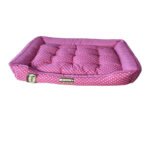 Caminha Pet para Cachorro mod retangular Luxo Luppet GG na cor Rosa Bolinhas