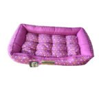 Caminha Pet para Cachorro mod retangular Luxo Luppet M na cor Rosa Ossinhos