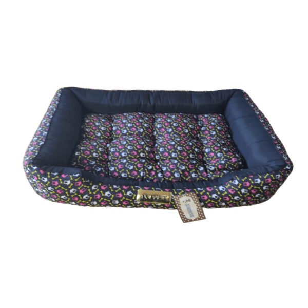 Caminha Pet para Cachorro mod retangular Luxo Luppet G na cor Preto Ossinhos