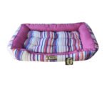 Caminha Pet para Cachorro mod retangular Luxo Luppet G na cor  Rosa Listras