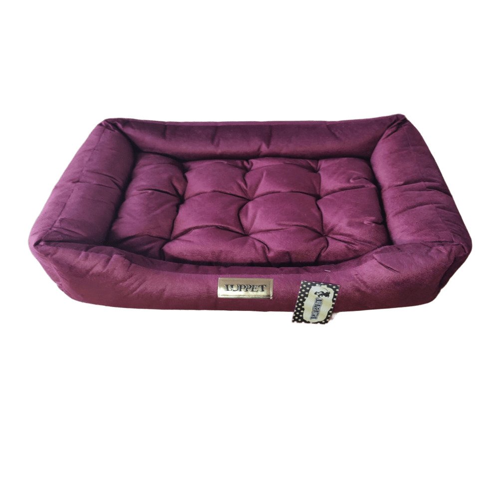 15395359837-66d383d786a9e0de7e9650c85ee8fbb3.jpg Caminha Pet para Cachorro mod retangular Luxo Luppet G na cor Bordô Veludo - Imagem 1