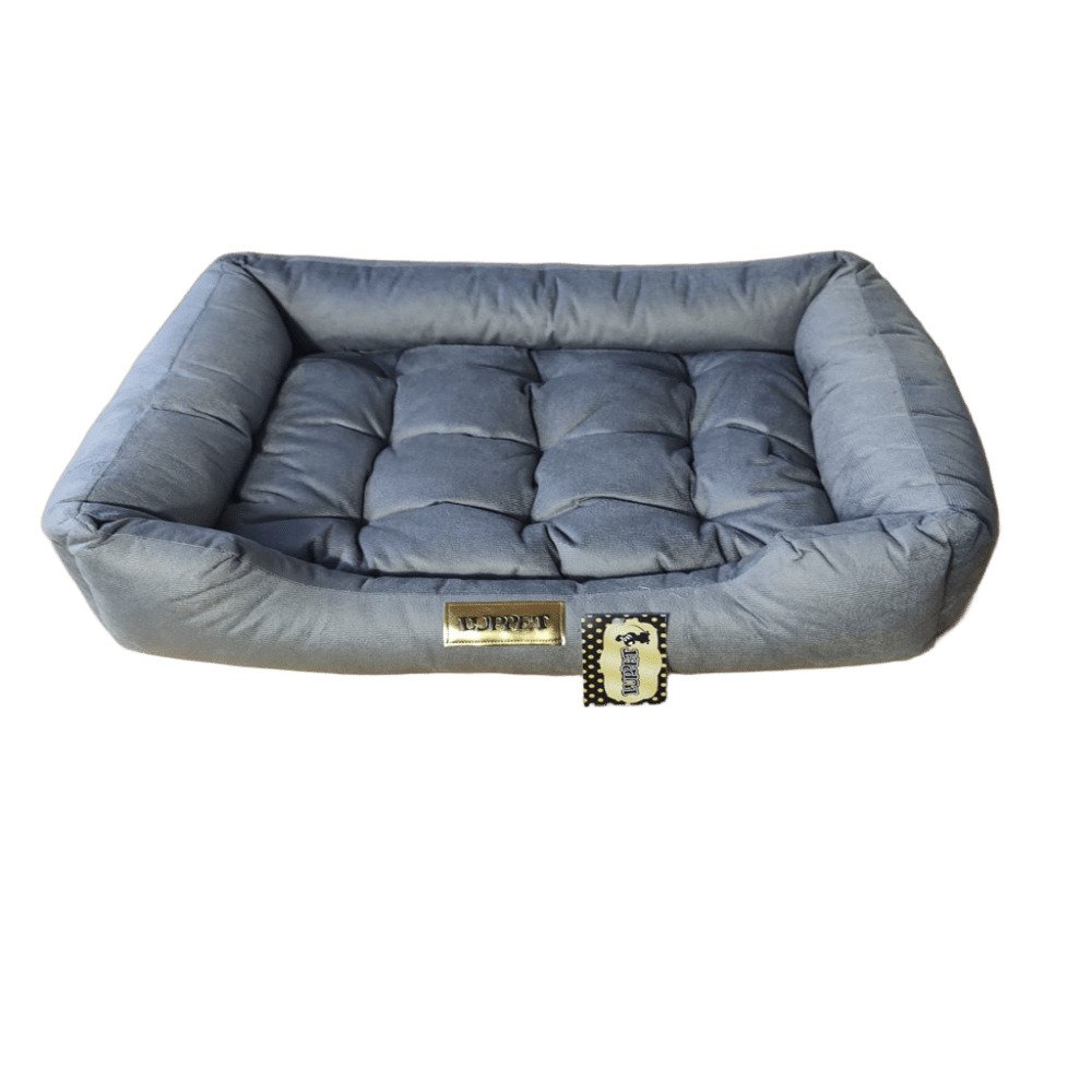 15395359953-7a4e25db484db16dd5a24584ebcab88c.jpg Caminha Pet para Cachorro mod retangular Luxo Luppet G na cor Cinza Veludo - Imagem 1