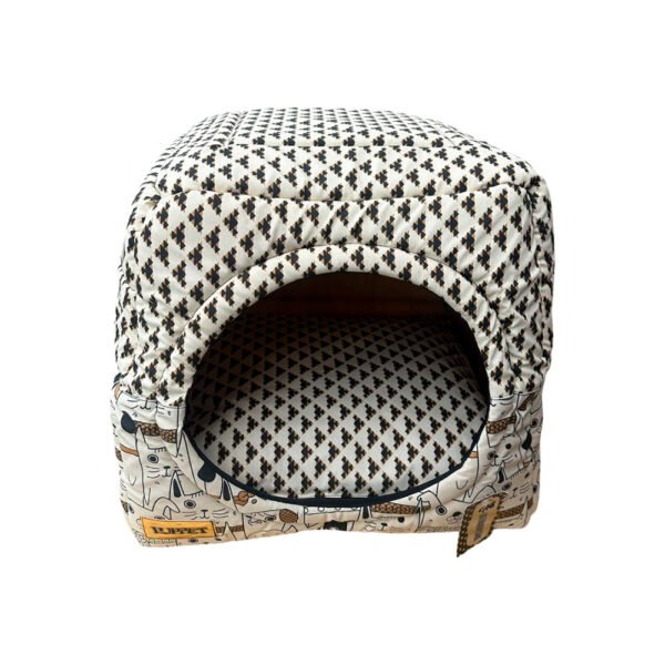 Caminha Toca Pet para Cachorro mod Quadrada Impermeável Luppet M na cor Bege Cachorrinhos e Motivos Geométricos