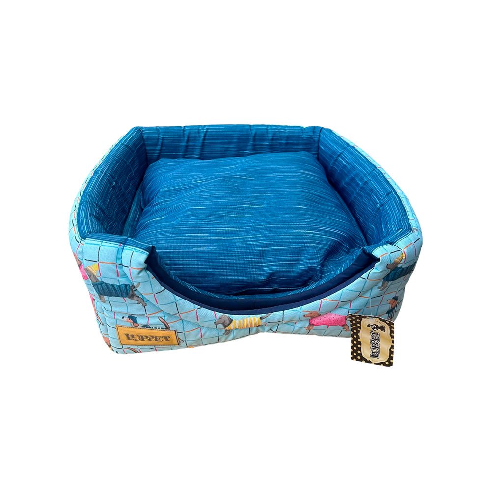 15396755597-023.jpg Caminha Toca Pet para Cachorro mod Quadrada Impermeável Luppet G na cor Azul Mesclado Cachorrinhos - Imagem 1