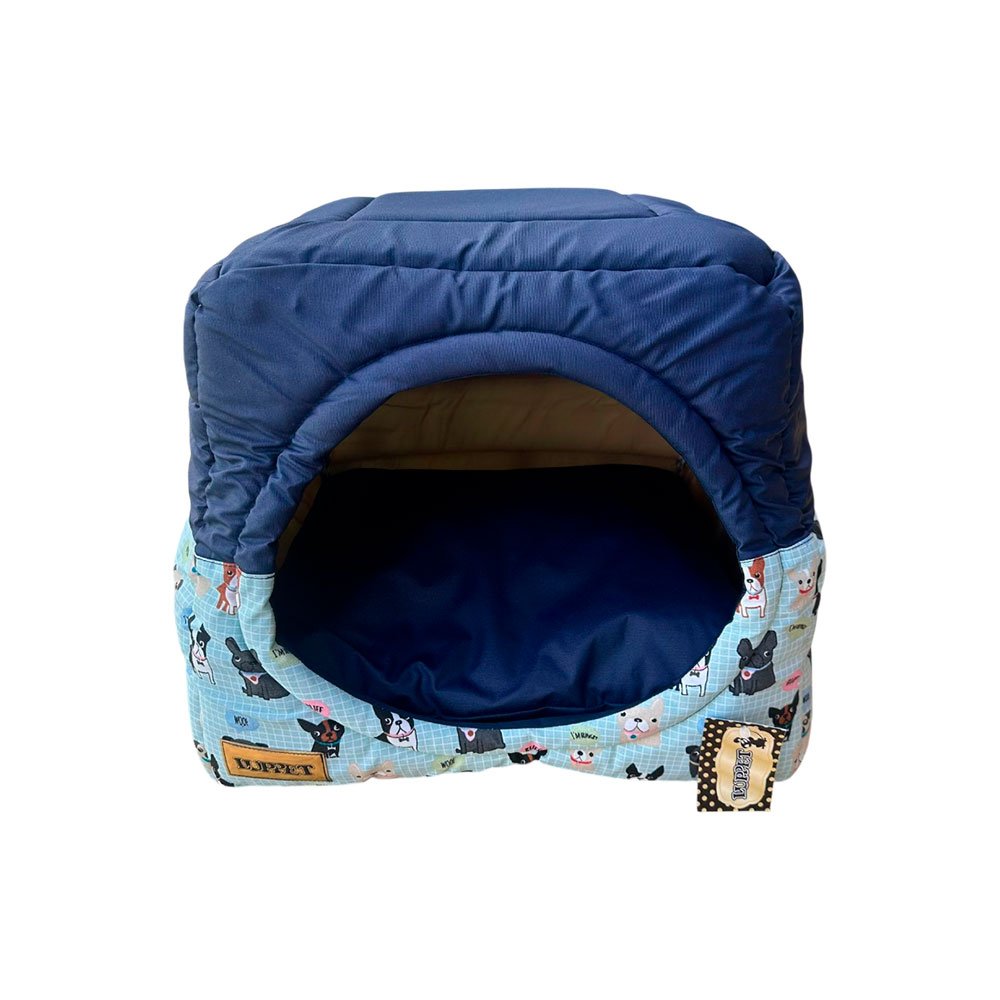 15396759788-036.jpg Caminha Toca Pet para Cachorro mod Quadrada Impermeável Luppet M na cor Azul Marinho e Cachorrinhos - Imagem 1