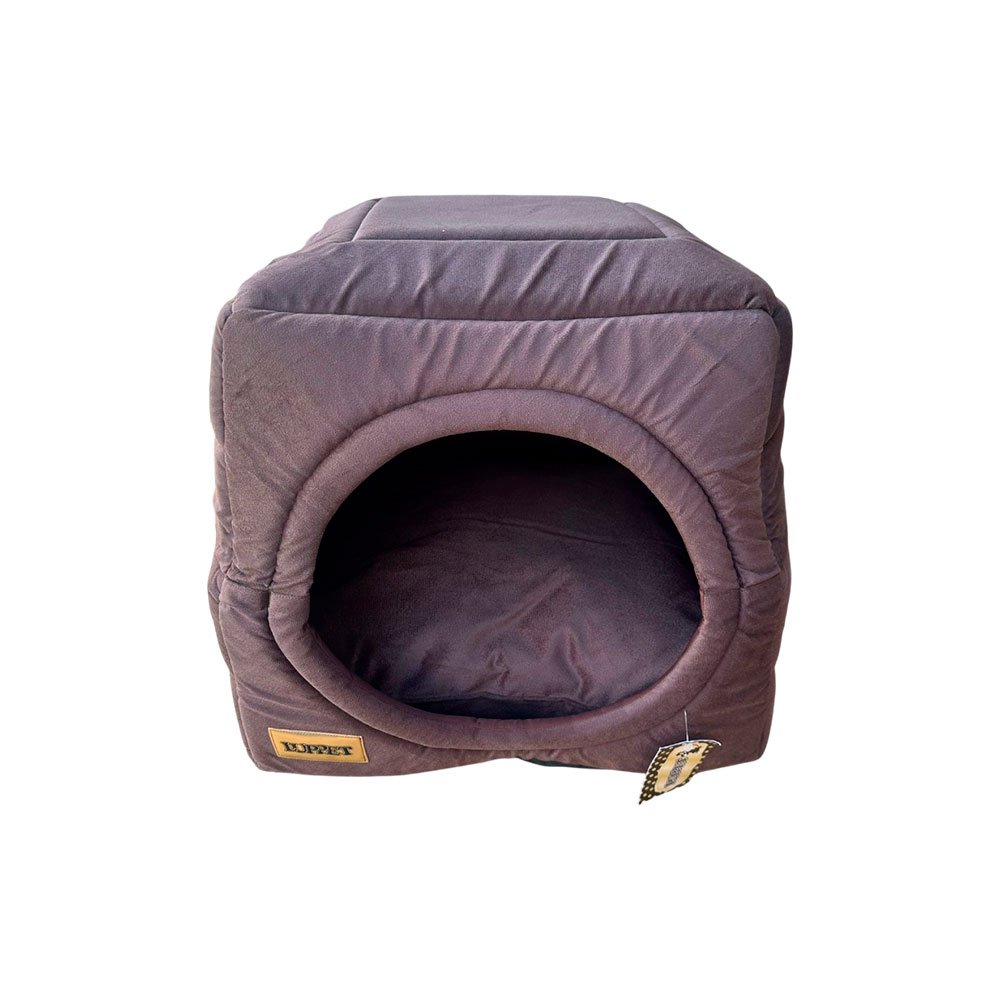 15396762704-042.jpg Caminha Toca Pet para Cachorro Gato mod quadrada GG na cor Marrom Veludo - Imagem 1