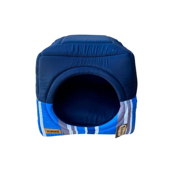 Caminha Toca Pet para Cachorro Gato mod quadrada GG na cor Marinho com Listras